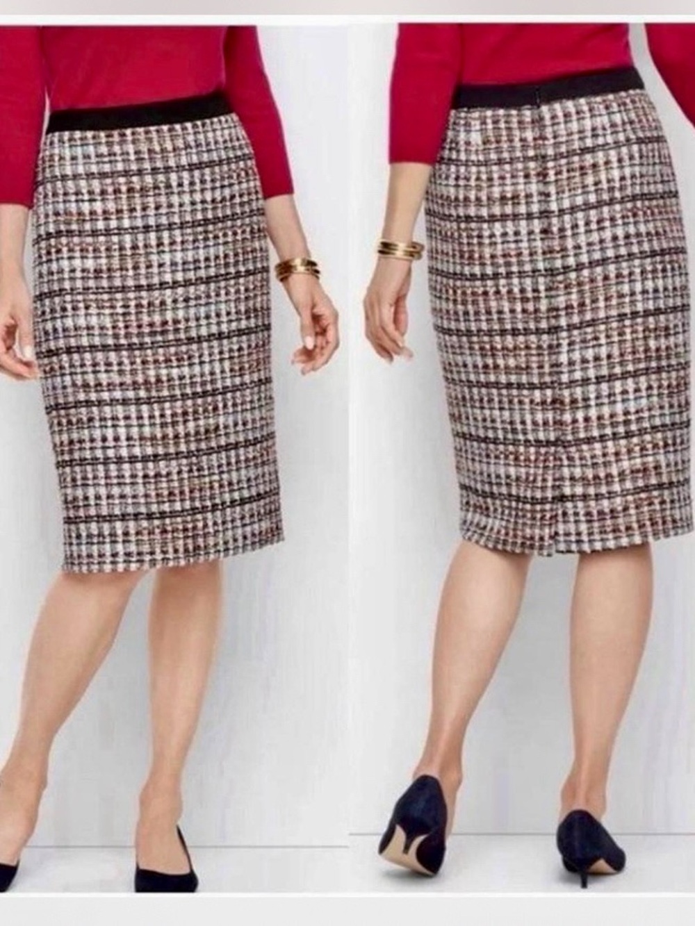 Talbots Petites Multicolor Metallic Tweed Pencil Skirt 2P